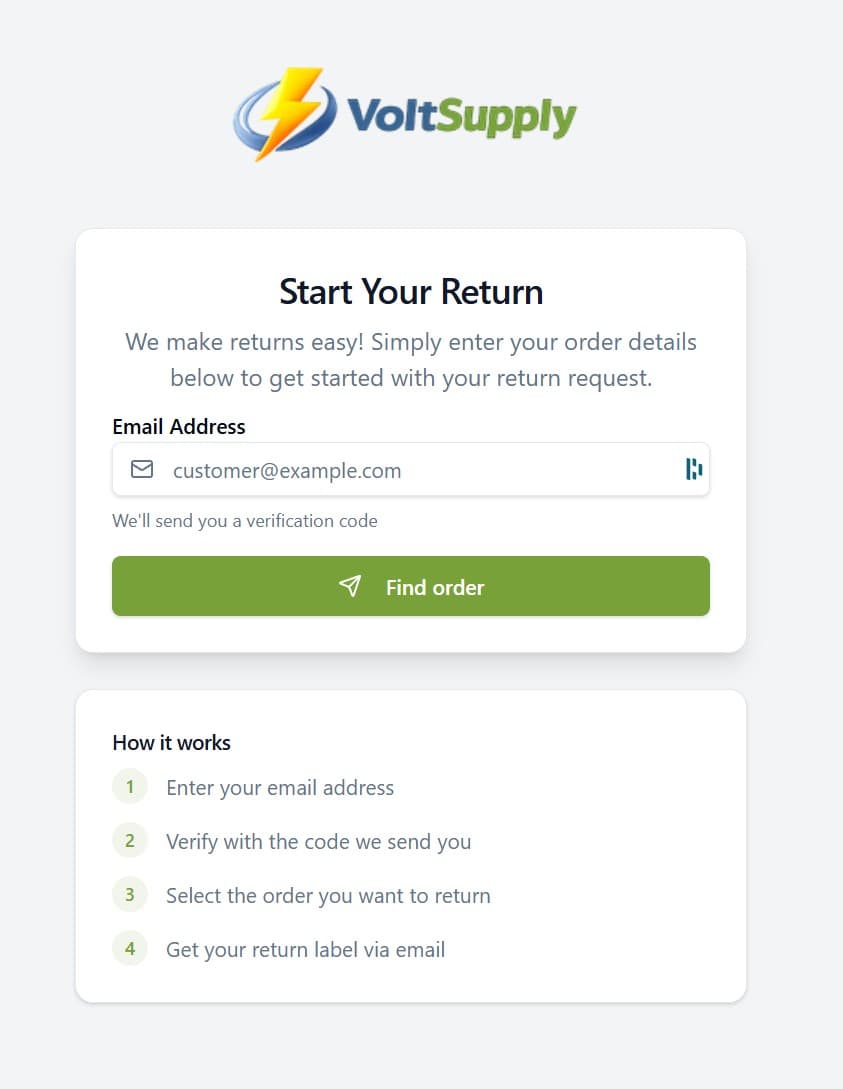 Secure customer return portal