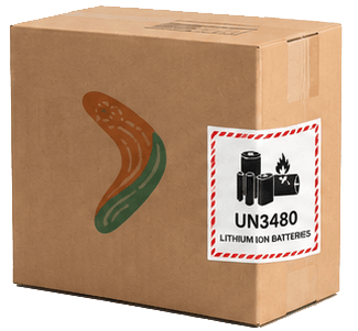 Shipping carton with UN3480 lithium-ion battery hazard label